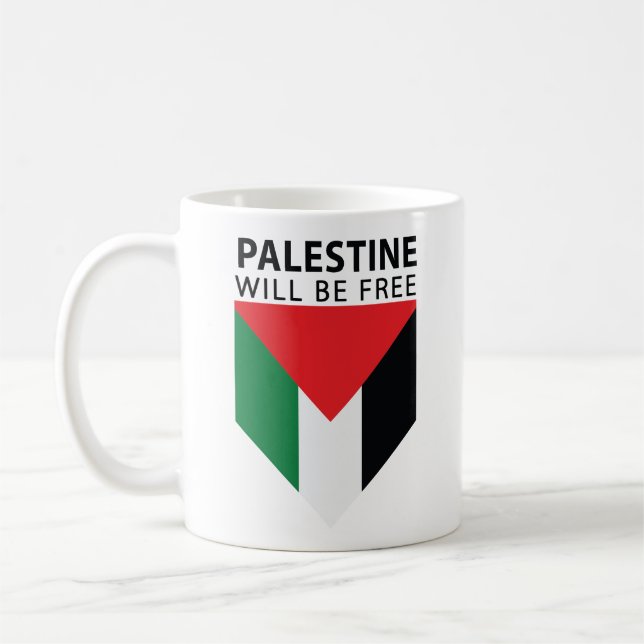 Stå med Palestina, Flagga och Olive Träd Kaffemugg (Vänster)