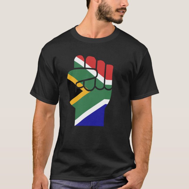 Stå Med Sydafrika Höjd Näve Sydafrikansk  T Shirt (Framsida)