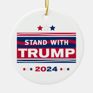 Stå med Trump~2024~MAGA Julgransprydnad Keramik