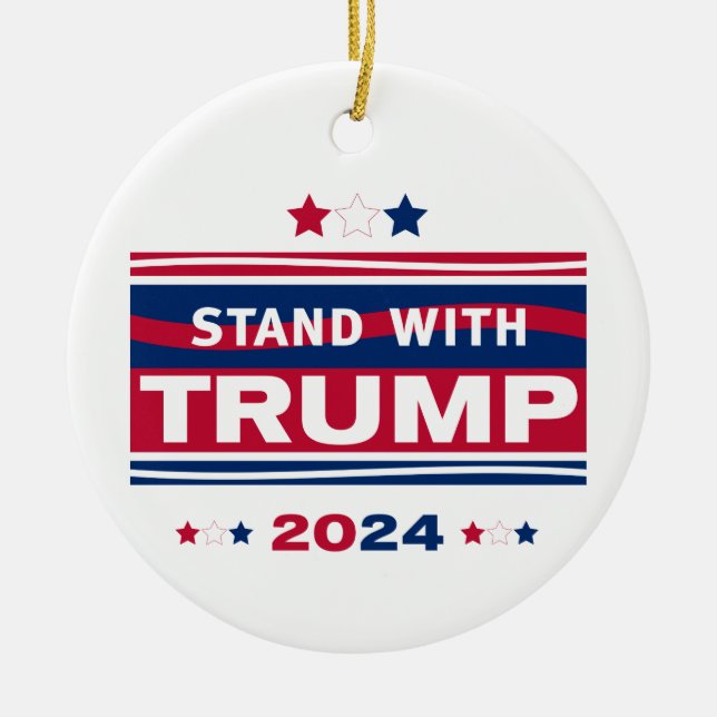 Stå med Trump~2024~MAGA Julgransprydnad Keramik (Framsidan)