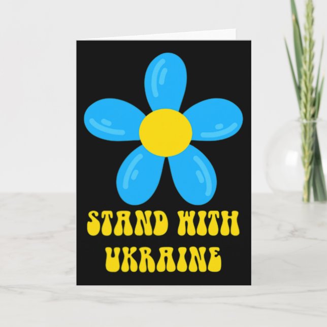Stå Med Ukraina Blå Och Gul Blomma Solidaritet Kort (Framsida)