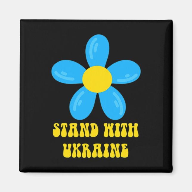 Stå med Ukraina Blå Och Gul Blomma Solidaritet Magnet (Framsidan)