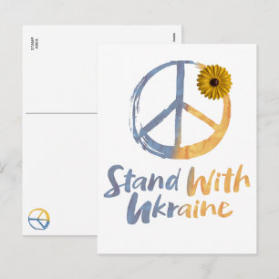 Stå med Ukraina - FRED Symbol Skylt Solros Helg Vykort