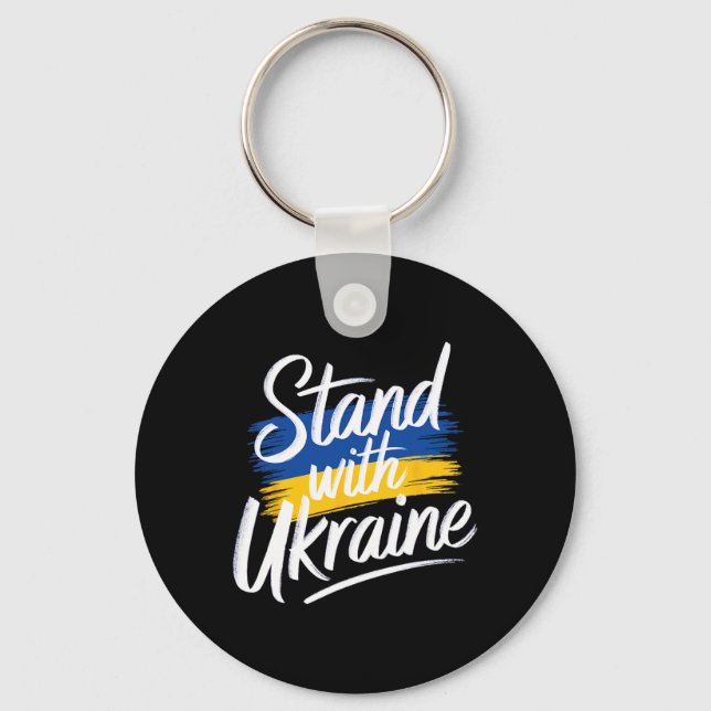 Stå med Ukraina Stöd Solidaritet Fred Ukrain Nyckelring (Framsida)