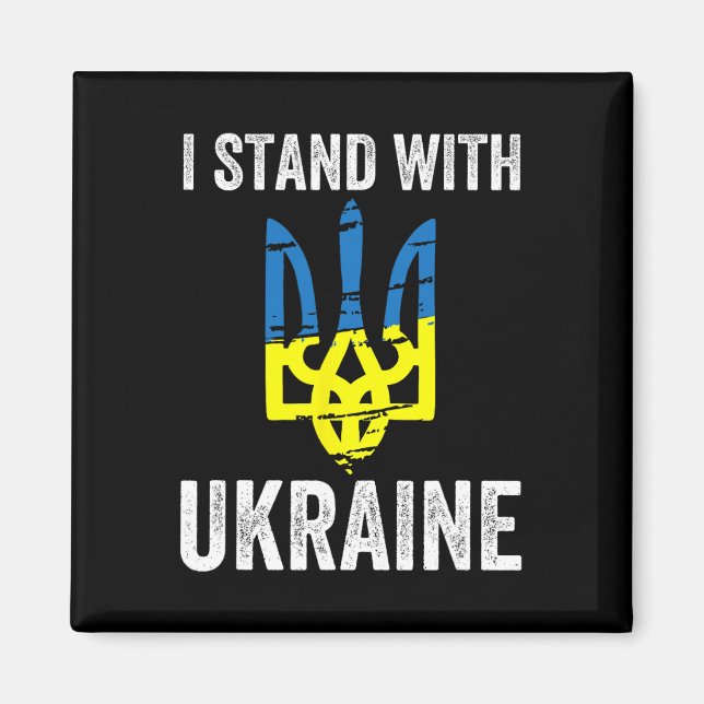 Stå med Ukraina Stöd Ukraina Motstånd Protest  Magnet (Framsidan)