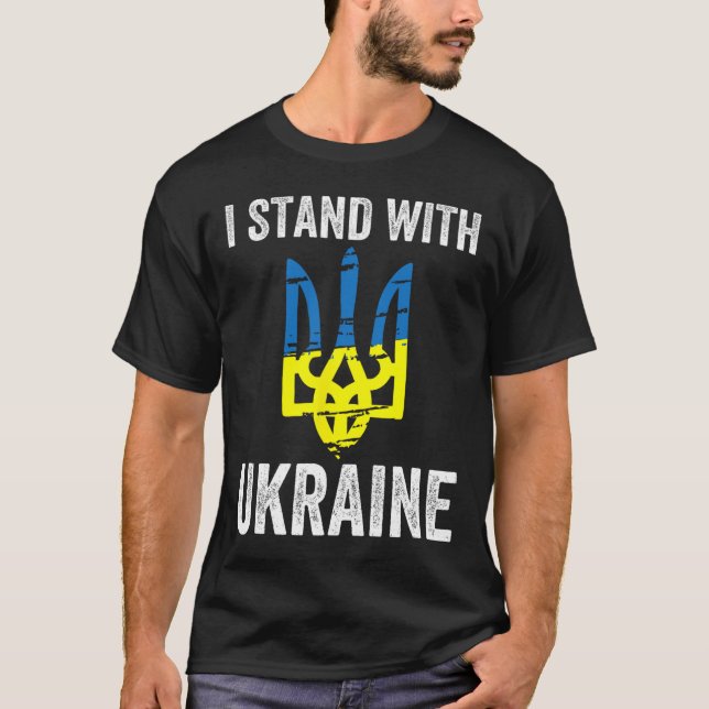 Stå med Ukraina Stöd Ukraina Motstånd Protest  T Shirt (Framsida)