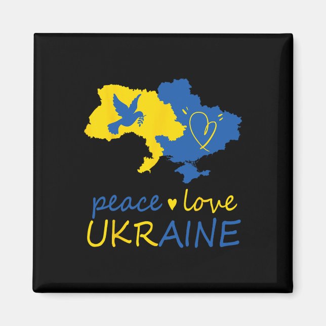 Stå Med Ukrainsk Fred kärlek Ukraina Flagga  Magnet (Framsidan)
