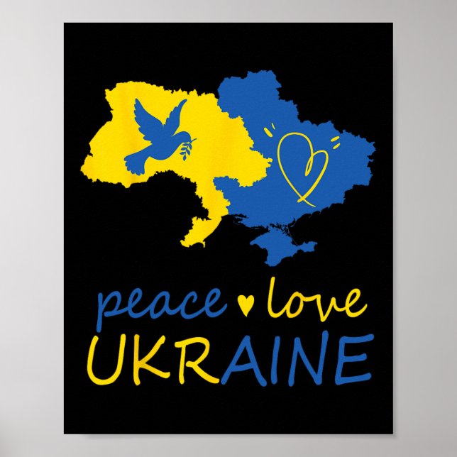 Stå Med Ukrainsk Fred kärlek Ukraina Flagga Poster (Framsidan)