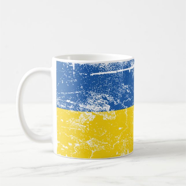 Stå mot Ukraina, invaderad av Ryssland 2022 Kaffemugg (Vänster)