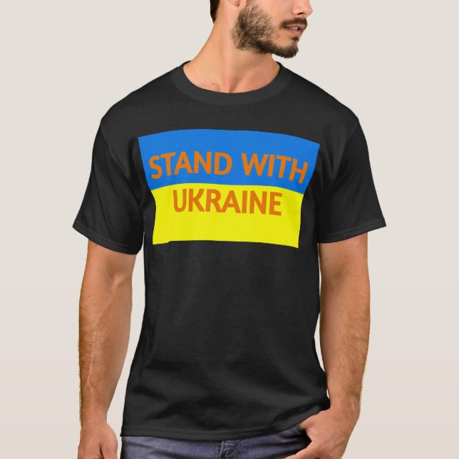 Stå mot Ukraina (svart T) T Shirt (Framsida)