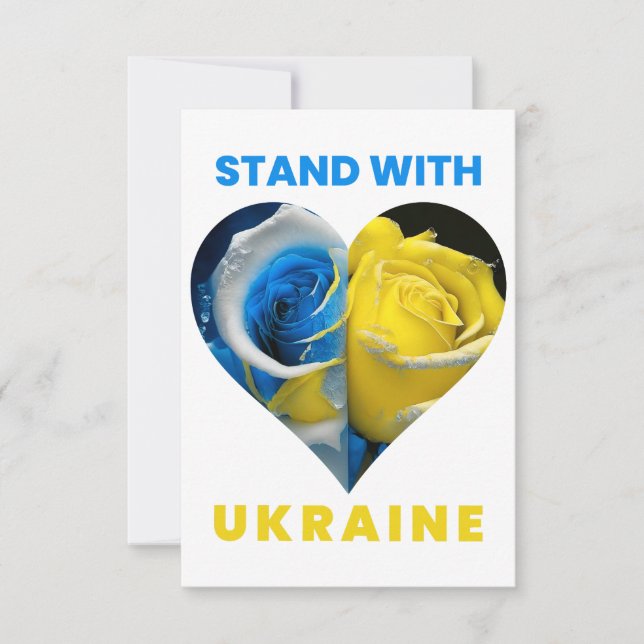 Stå mot Ukraina, Ukraina, hjärtat Flagga, Ukraina Tack Kort (Framsida)
