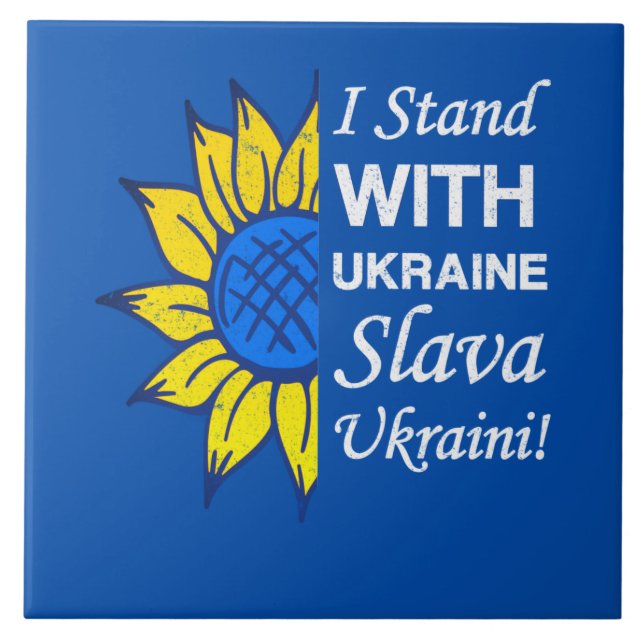 Stå mot Ukraina, ukrainsk Flagga Solros Kakelplatta (Framsidan)