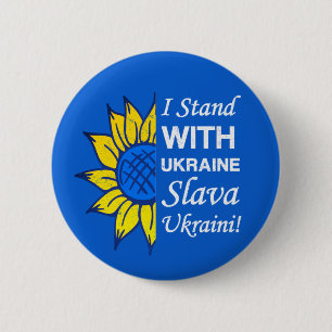 Stå mot Ukraina, ukrainsk Flagga Solros Knapp