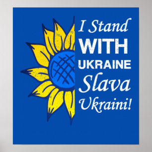 Stå mot Ukraina, ukrainsk Flagga Solros Poster
