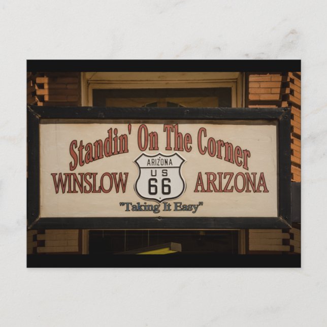 Stå på hörnet i Winslow, AZ. Vykort (Framsida)