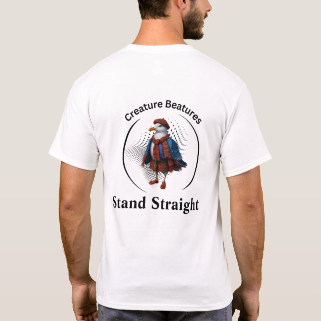 Stå raka fiskmås i skotsk tjärtmaskopi t shirt (Baksida)