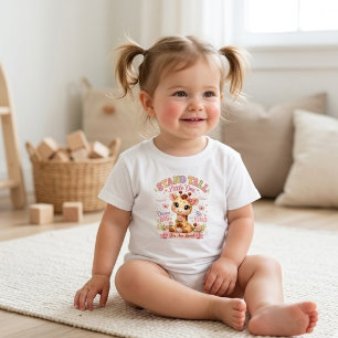 Stå Raket Lilla Söta Giraff Blommig Småbarn T Shirt