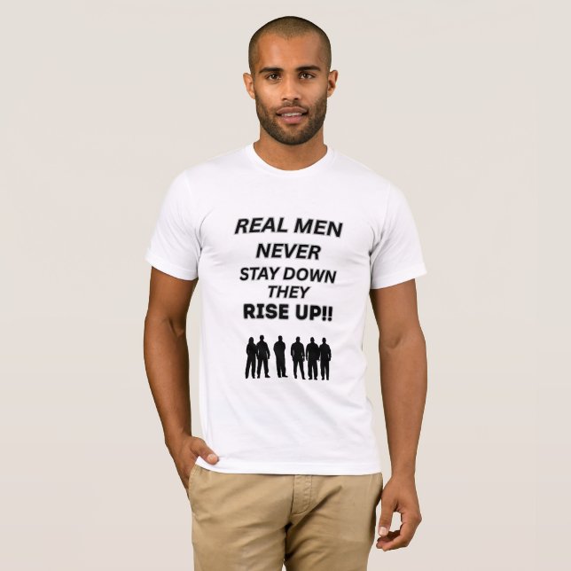 STÅ RAKT VITT SVART MOTIVERANDE GRAFIK MÄNS T SHIRT (Hel framsida)