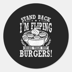Stå tillbaka jag vänder hamburgare grill bbq grill runt klistermärke