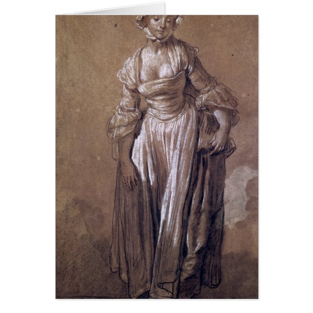 Stå ung flicka hälsningskort (Framsidan)