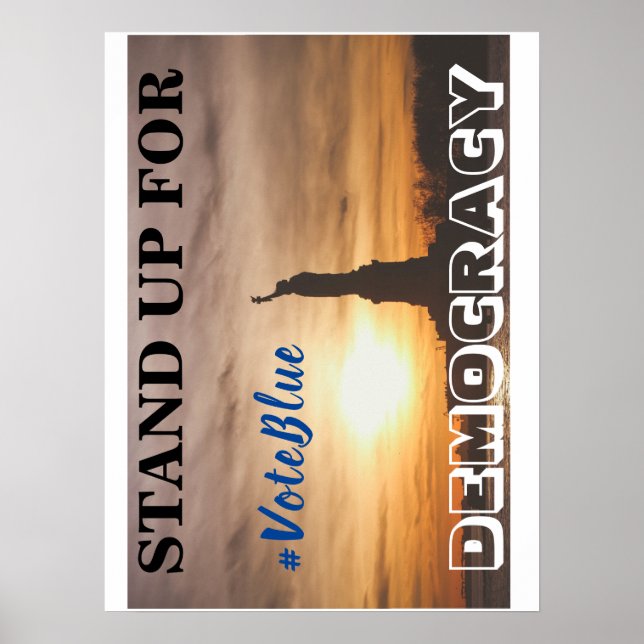 STÅ UPP FÖR DEMOKRATI #VoteBlue Poster (Framsidan)