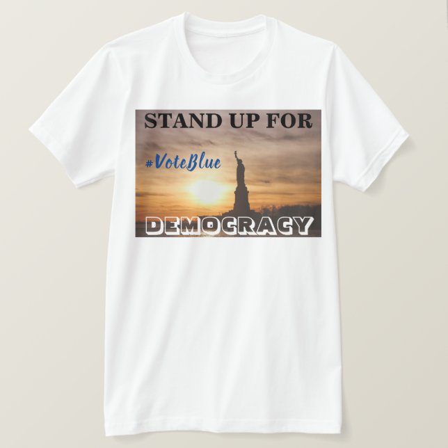 STÅ UPP FÖR DEMOKRATI #VoteBlue T-Shirt (Design framsida)