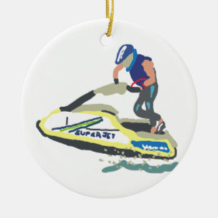 Stå upp Jet Ski SuperJet Julgransprydnad Keramik