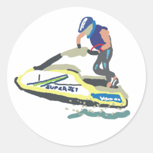 Stå upp Jet Ski Superjet Runt Klistermärke