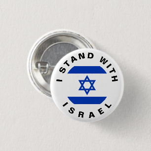 Stå upp med israelisk vit flagga och anpassningsba knapp