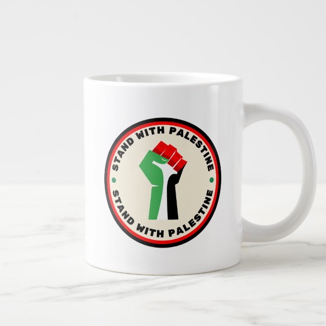 Stå upp med Palestina - Fist - Flagga Färg Jumbo Mugg (Höger)