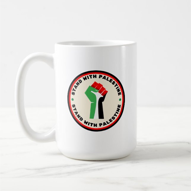 Stå upp med Palestina - Fist - Flagga Färg Kaffemugg (Vänster)