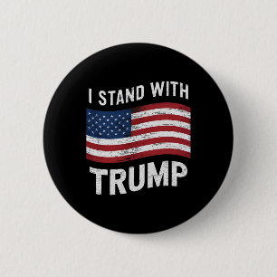 Stå upp med Trump American Flagga Woman Usa Vinta Knapp