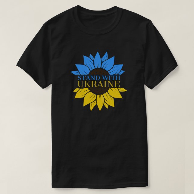 Stå upp med Ukraina Blue Gult Solros T Shirt (Design framsida)