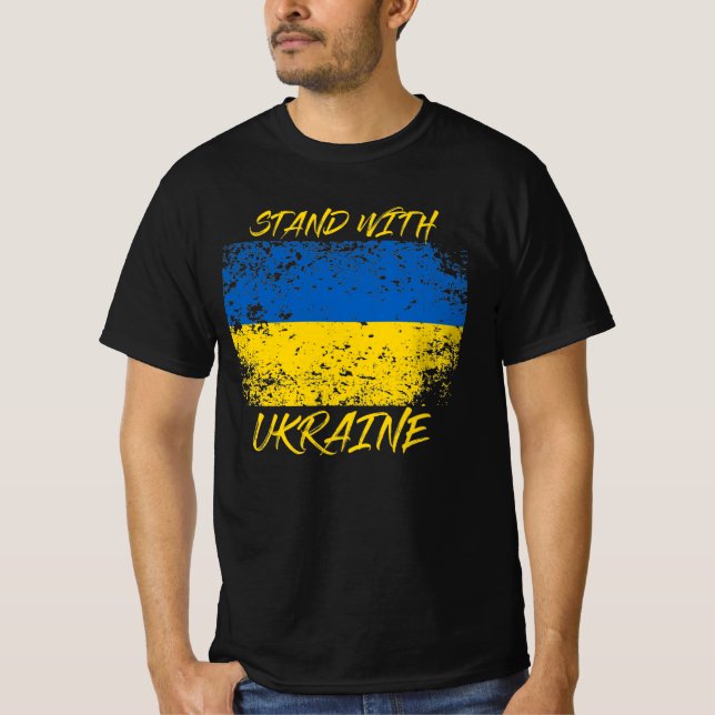 Stå upp med Ukraina Disted T Shirt (Framsida)