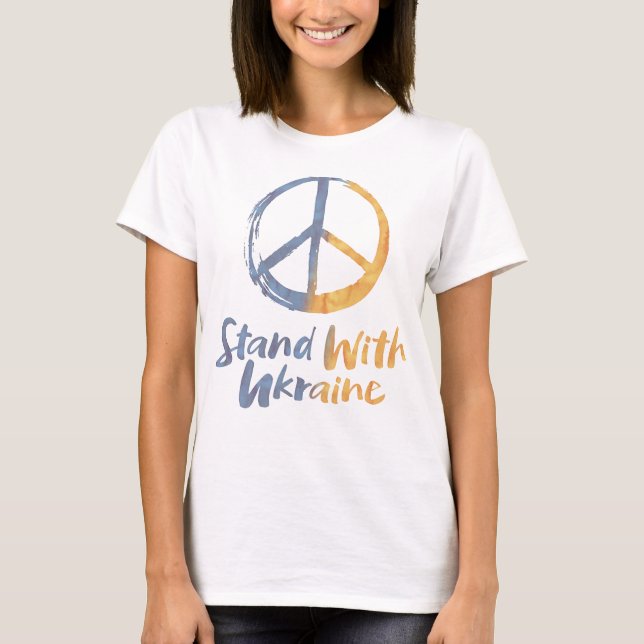 Stå upp med Ukraina - FREDSSTYRKESFÖRTECKNING T Shirt (Framsida)
