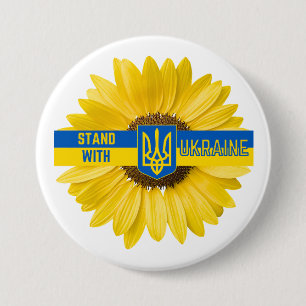 Stå upp med Ukraina Solros Knapp