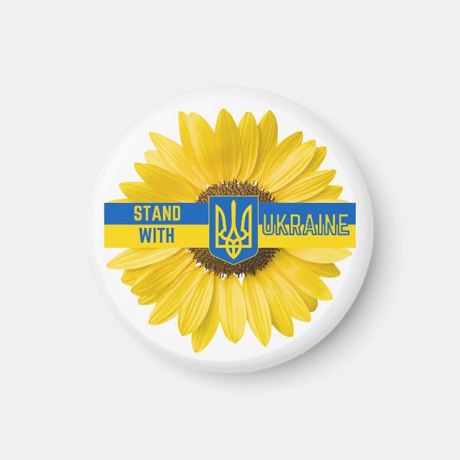Stå upp med Ukraina Solrosoljetorn Magnet (Framsidan)