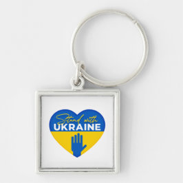 Stå upp med Ukraina Square Keychain Fyrkantig Silverfärgad Nyckelring