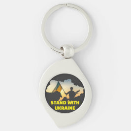 Stå upp med Ukraina - Stöd och solidaritet Swirl Silverfärgad Nyckelring