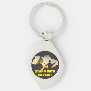 Stå upp med Ukraina - Stöd och solidaritet Swirl Silverfärgad Nyckelring
