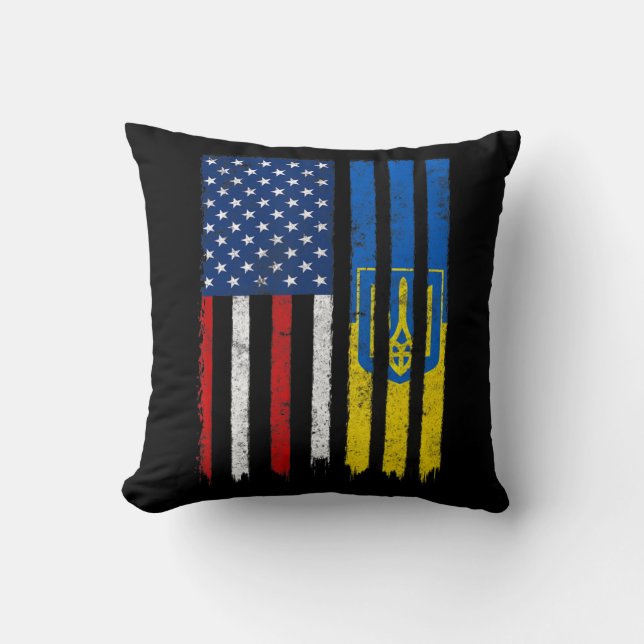 Stå upp med Ukraina ukrainskt amerikanskt Pride U Kudde (Framsida)