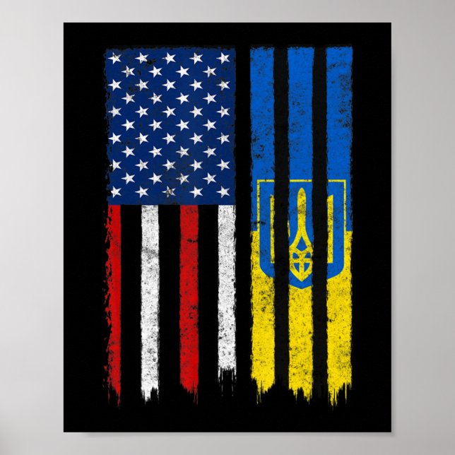 Stå upp med Ukraina ukrainskt amerikanskt Pride U Poster (Framsidan)