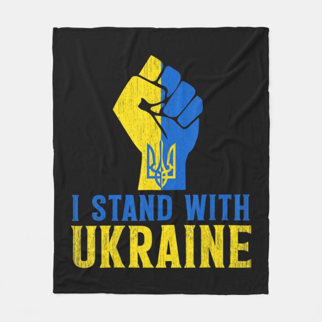 Stå upp med Ukrainas Kärlek Support Ukraina Manar  Fleecefilt (Framsidan)