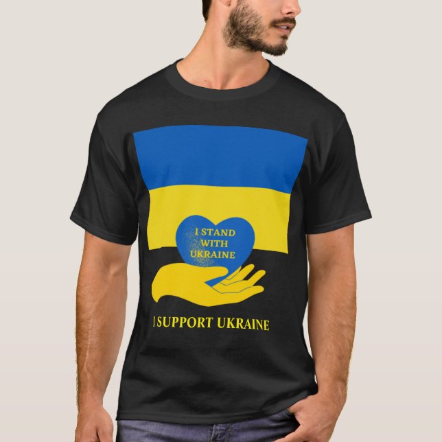Stå upp med Ukrainas stöd för Ukrainas Flagga och  T Shirt (Framsida)
