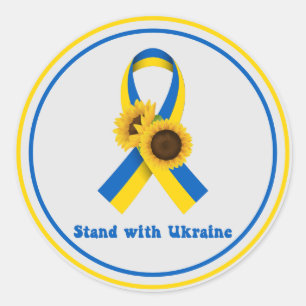 Stå upp med Ukrainas supportmenyfliksområde Runt Klistermärke