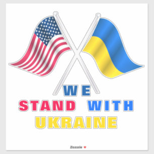 Stå upp med Ukrainas USA och Ukrainas Flaggor Stic Klistermärken