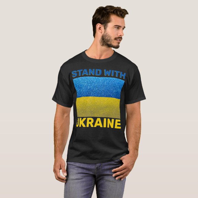 Stå upp med Ukrainas världsfred i Ukraina Glitter T Shirt (Hel framsida)