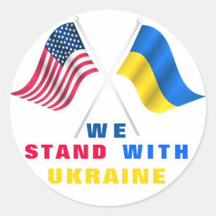 Stå upp med ukrainsk-amerikanska och ukrainska Fla Runt Klistermärke