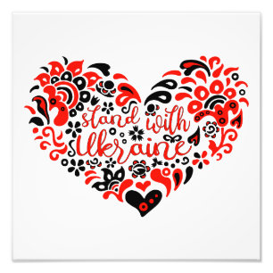 Stå upp med ukrainsk text och hjärta fototryck