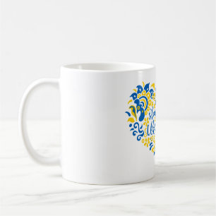 Stå upp med ukrainsk text och hjärta kaffemugg